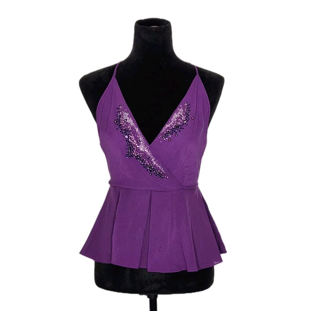 NWT La Perla Silk Rhinestone Fairy Crossback Open Back Peplum Top IT 38 US